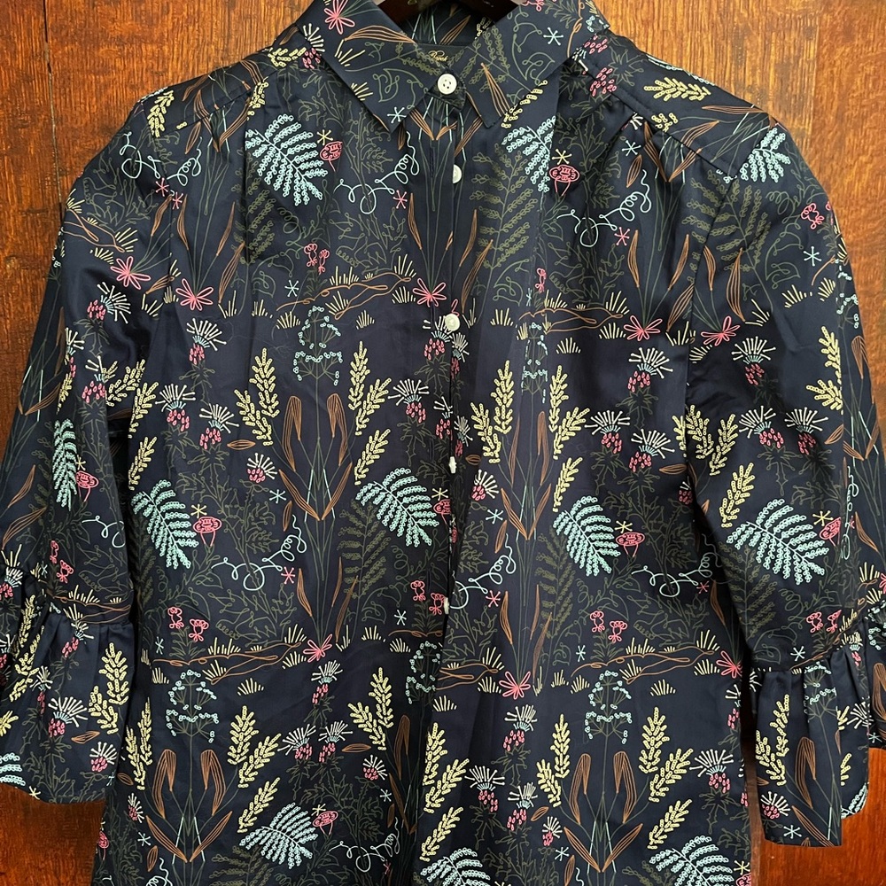 Brooks Brothers Floral Print Blouse - Black and Multicolor